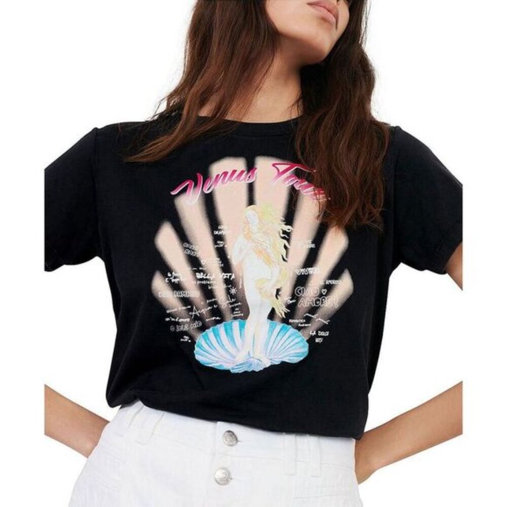 Maje Womens Tara Venus Screen-Printed T-Shirt SZ LARGE